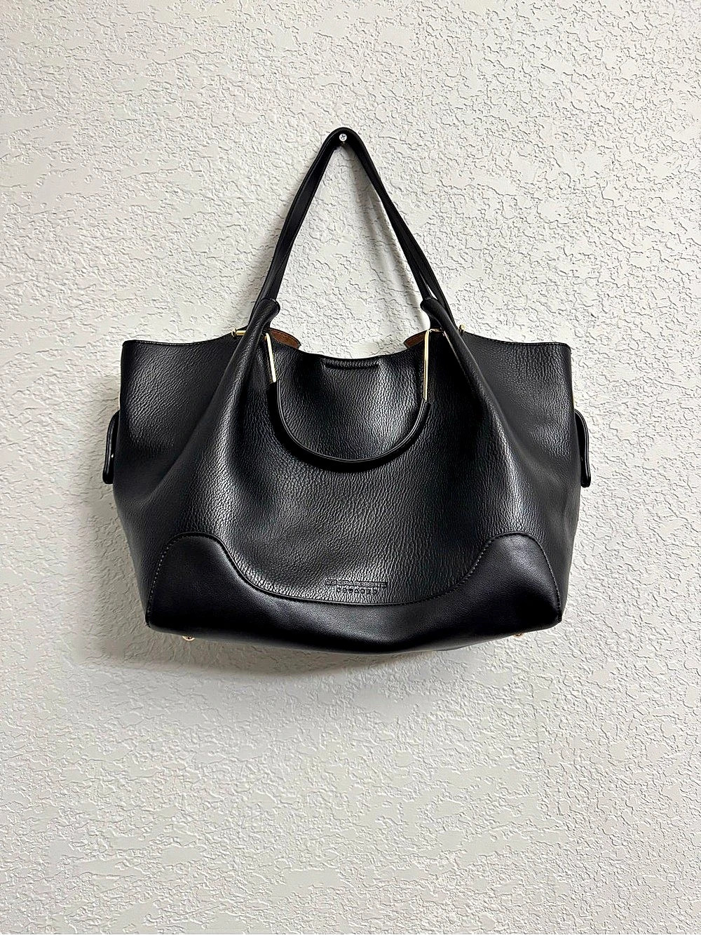 Sondra Roberts Black Vegan Leather Tote Bag